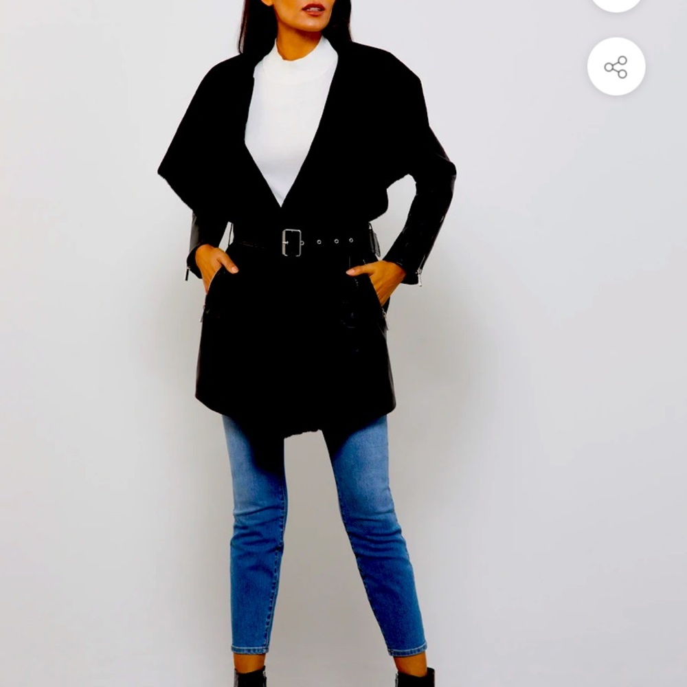 BCBG Aubrey Lamb Leather Coat